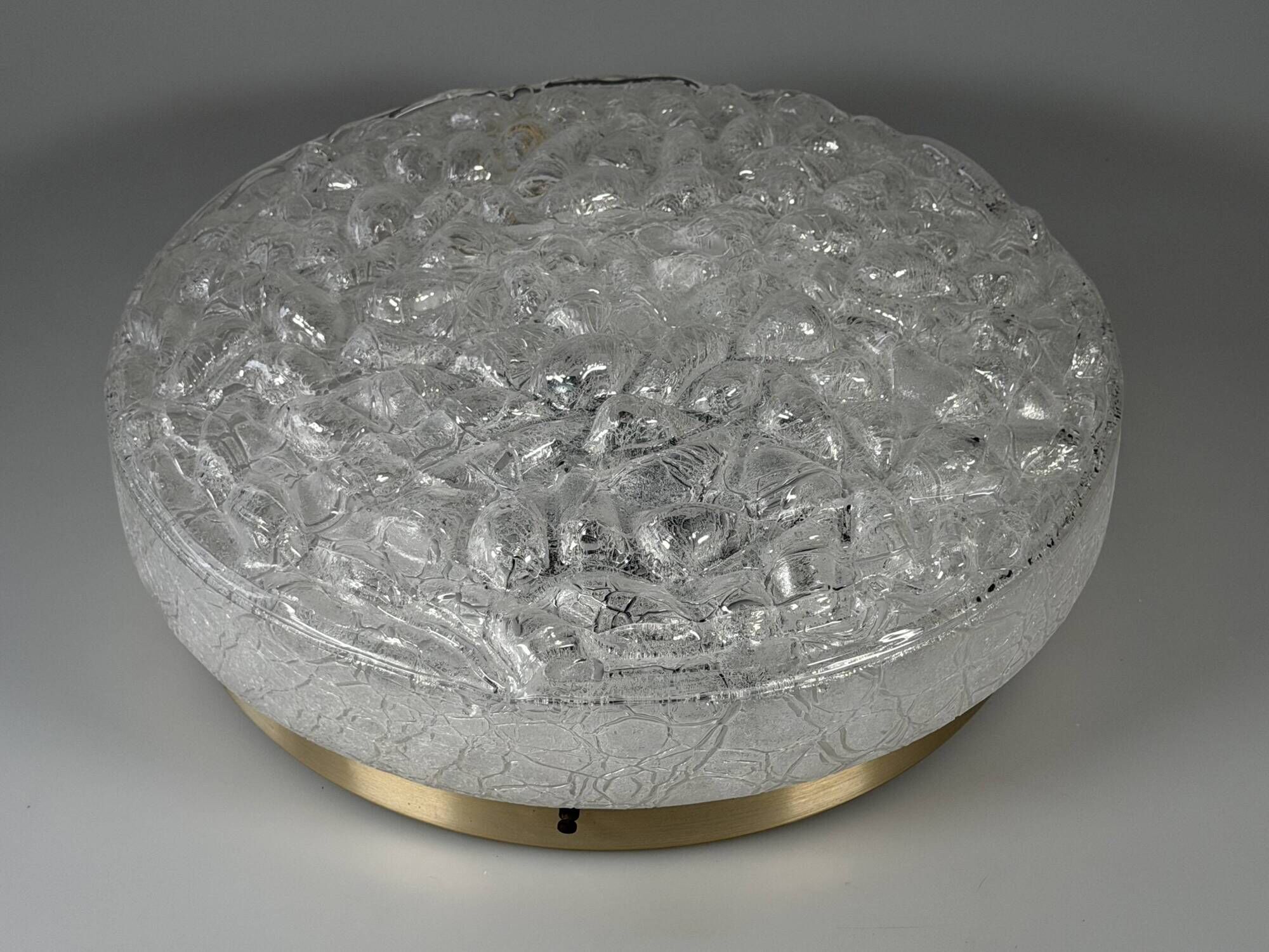 1960s 1970s Ceiling Lamp Ice Glass Doria Germany Space Age Design