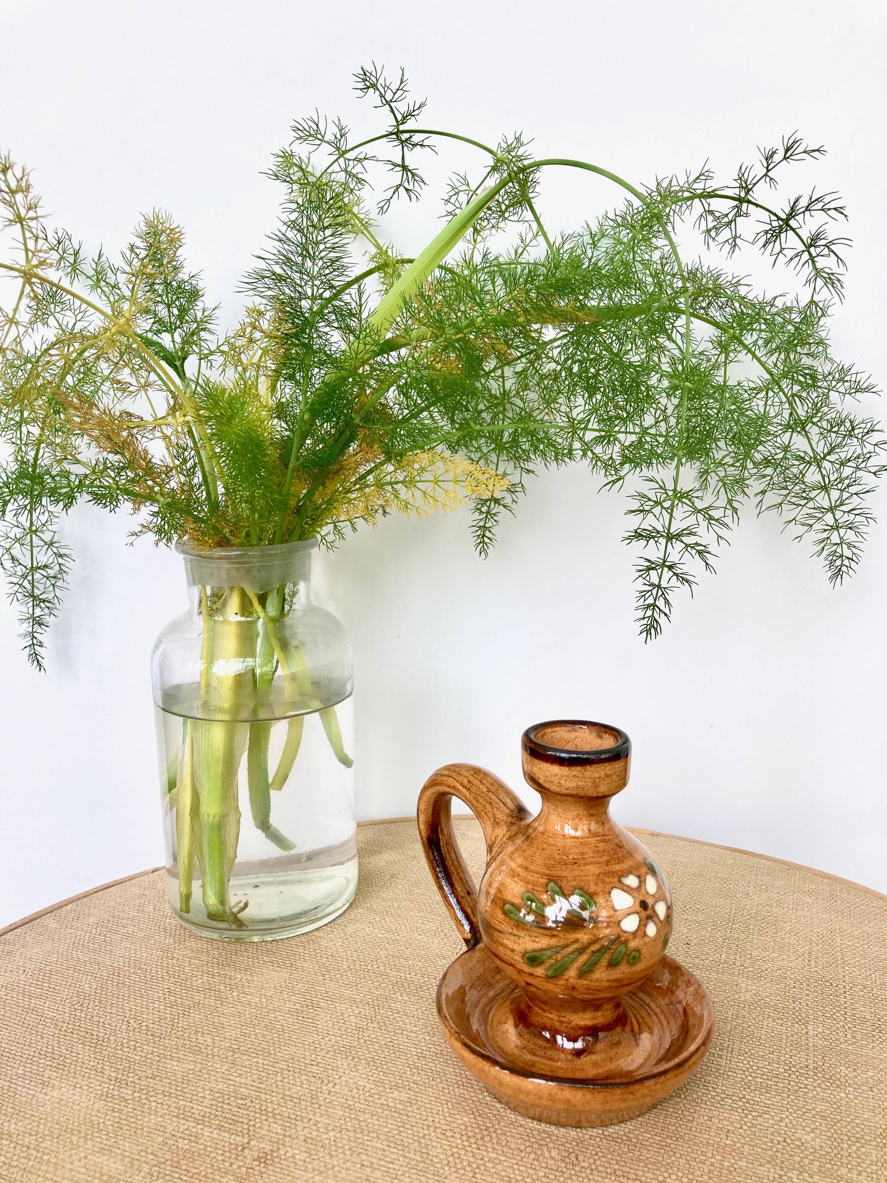 Glazed pottery candle holder