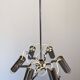 Modernist chandelier with 6 spots in chrome metal, France circa 1970.