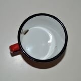 Mug cup red enamelled sheet metal japy