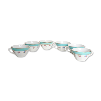 Set of 6 ceramic cups Badonviller, French manufacture