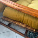 Magnificent velvet fabric rattan armchair - vintage