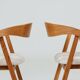 Oak dining chairs set of two, natural wood, jacquard fabric