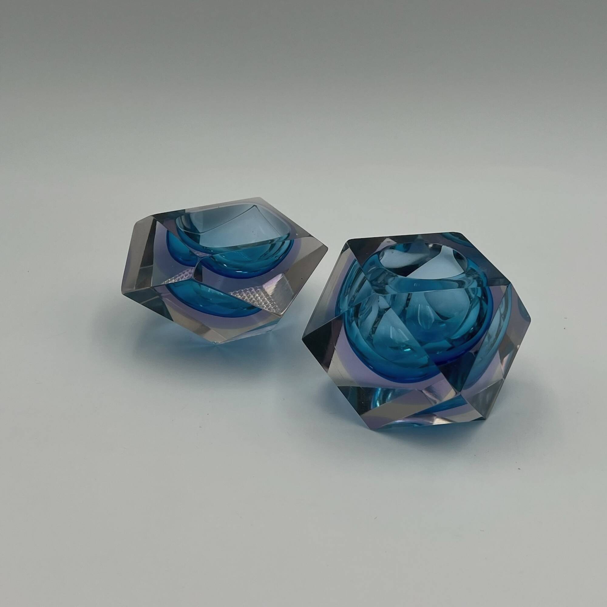 Pair of Artisanal Murano 'Sommerso' Glass Vases, 1960s