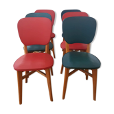 Lot de 6 chaises en skaï années 50