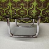 Vintage 1970s smoked glass chrome coffee table