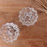 Paire de bougeoir en verre motif étoile