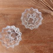 Pair of star pattern glass candle holders