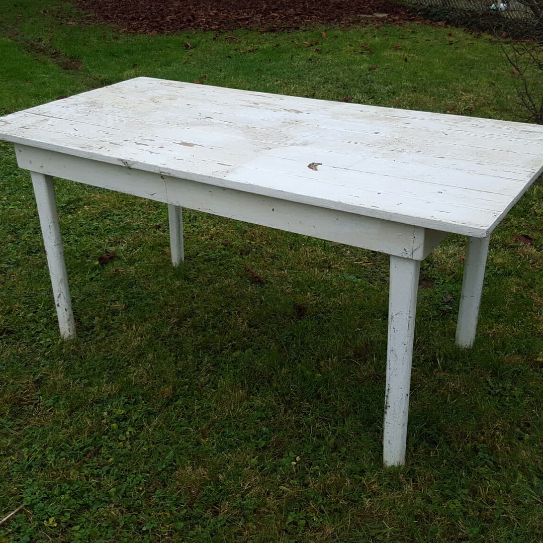 White wood loom table