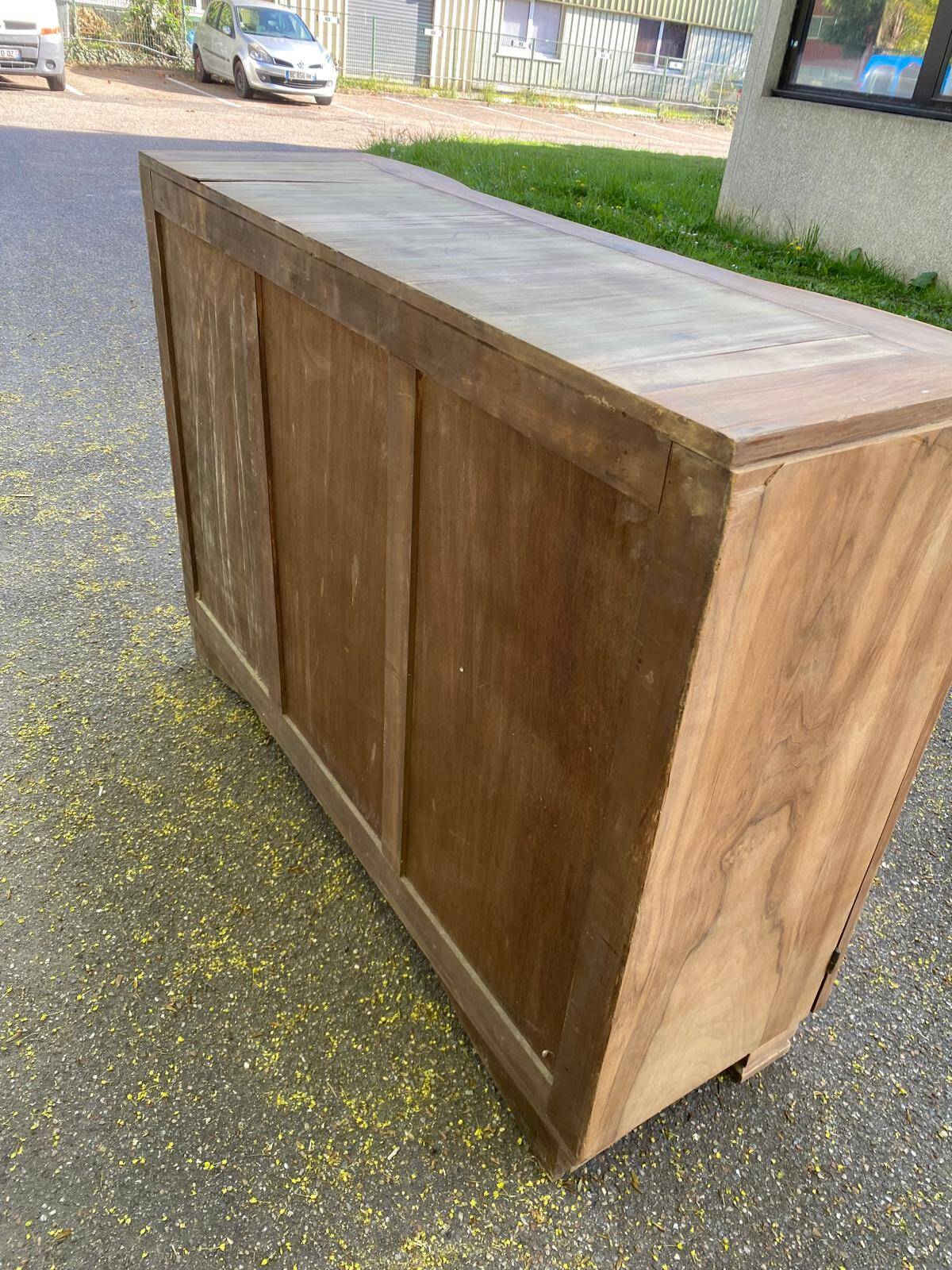 Art Deco vintage sideboard renovated in walnut burl, 1960.