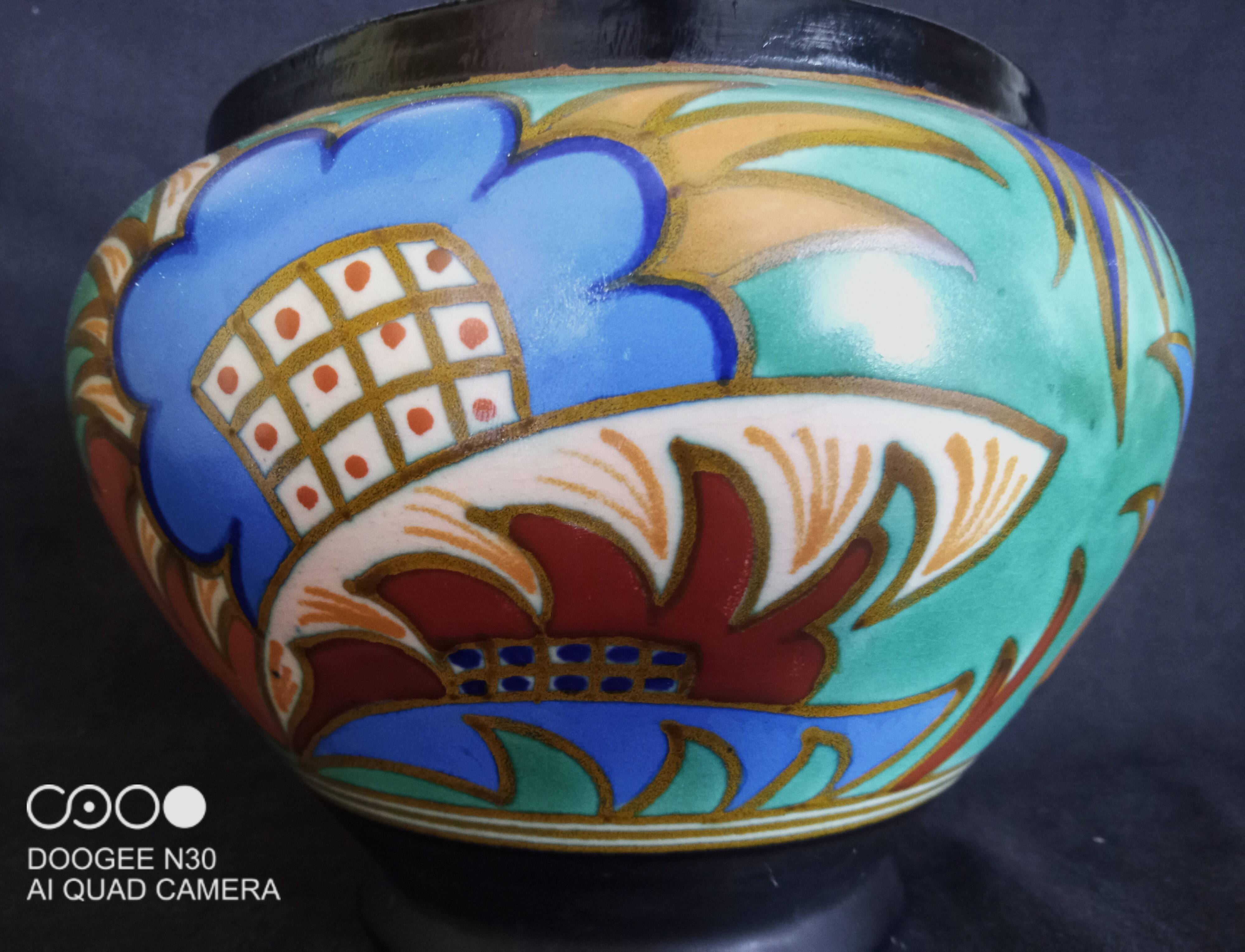 Large Gouda Vase, Art Deco geometric patterns, 1920s