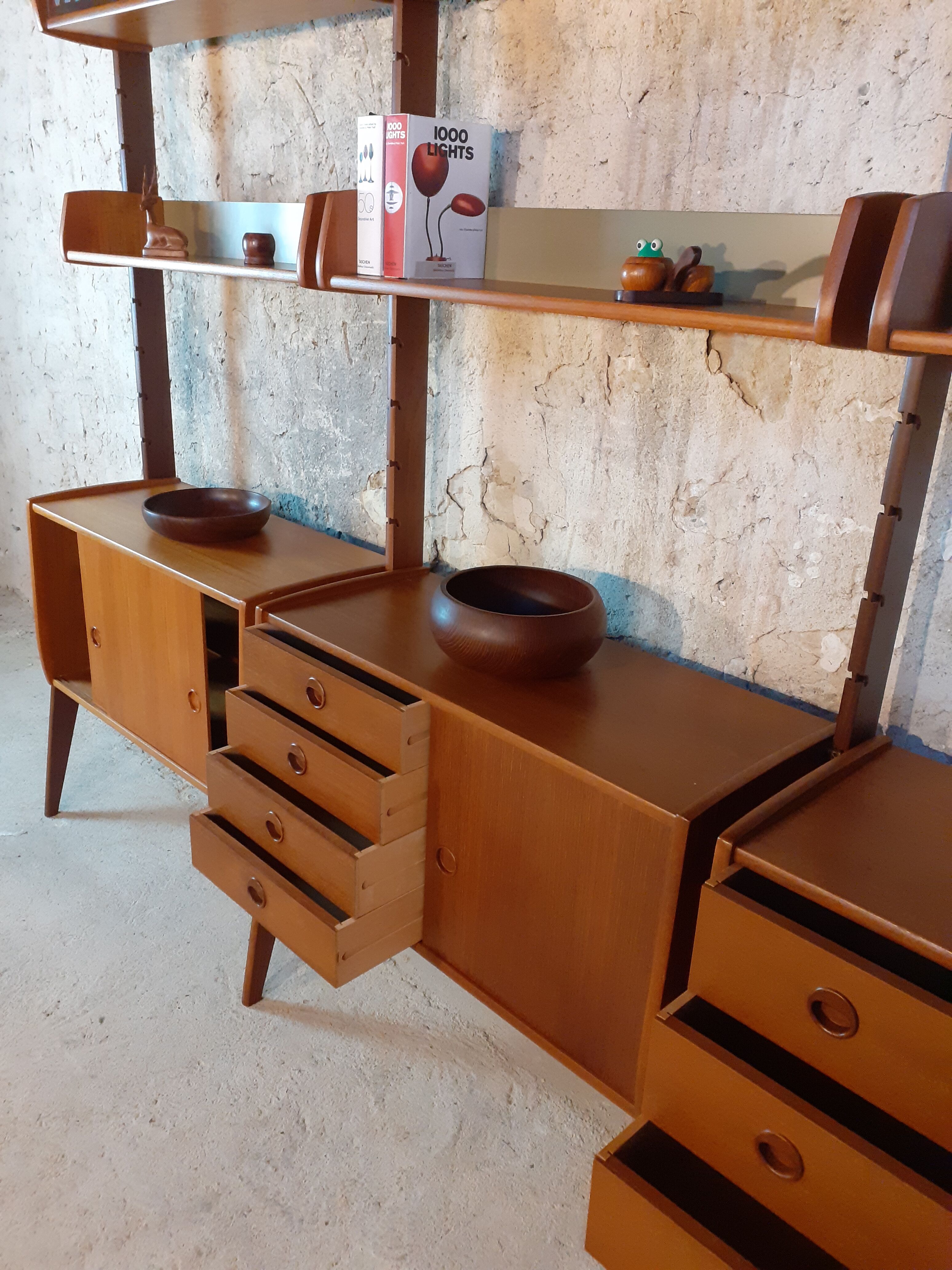 Meuble en teck, 3 modules, modèle Ergo par Blindheim, Norvège 1960