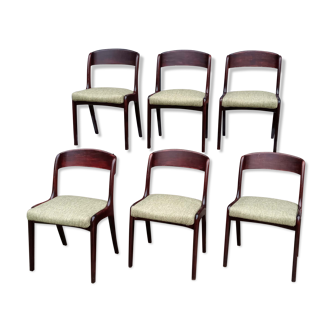 Lot of 6 dining room chairs, wood and fabric
