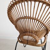 French Rattan Lounge Chair 1960s