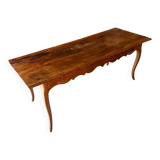 Dining table with 2 drawers in walnut, Louis XV period, 18th century. ☐ 188 x 70 cm