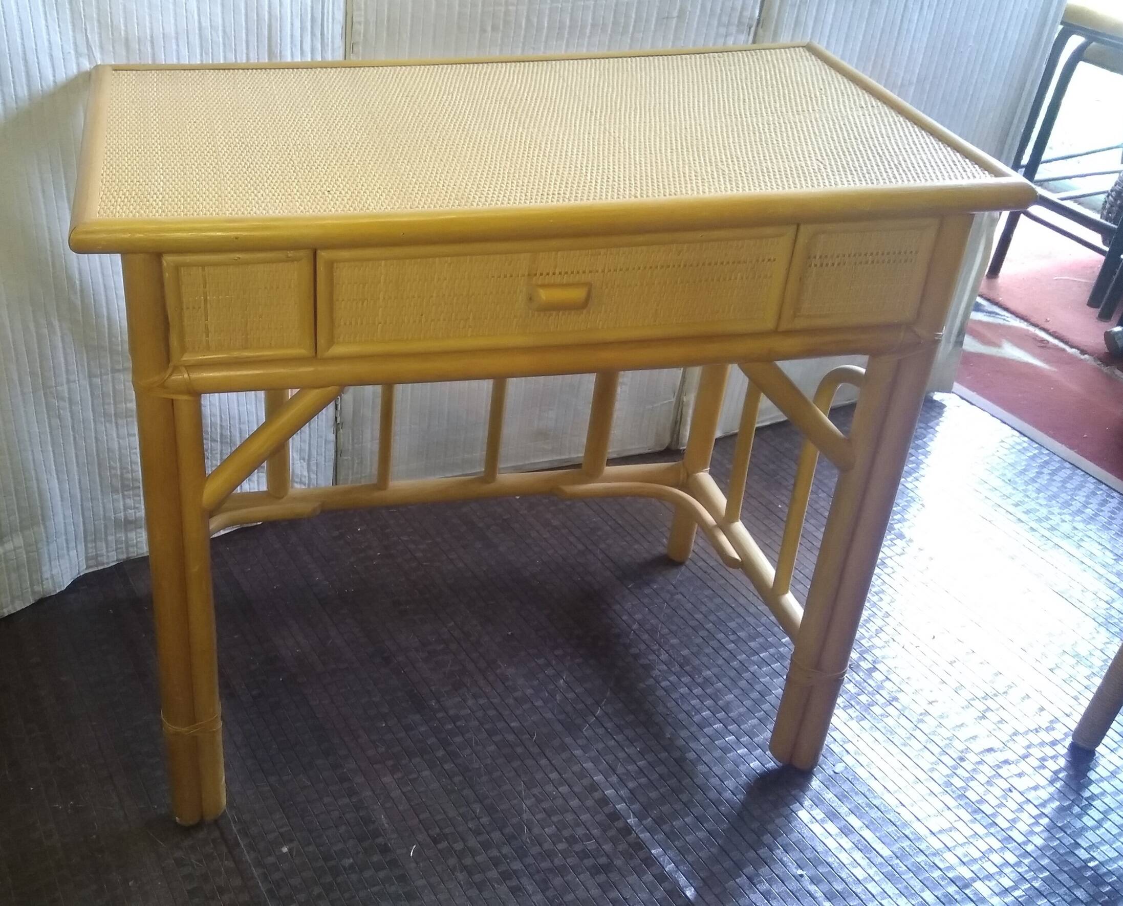 Rattan and bamboo desk or console