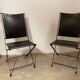 1950s vintage iron folding chairs and leather