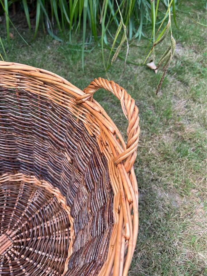 Large antique hand-woven wicker basket