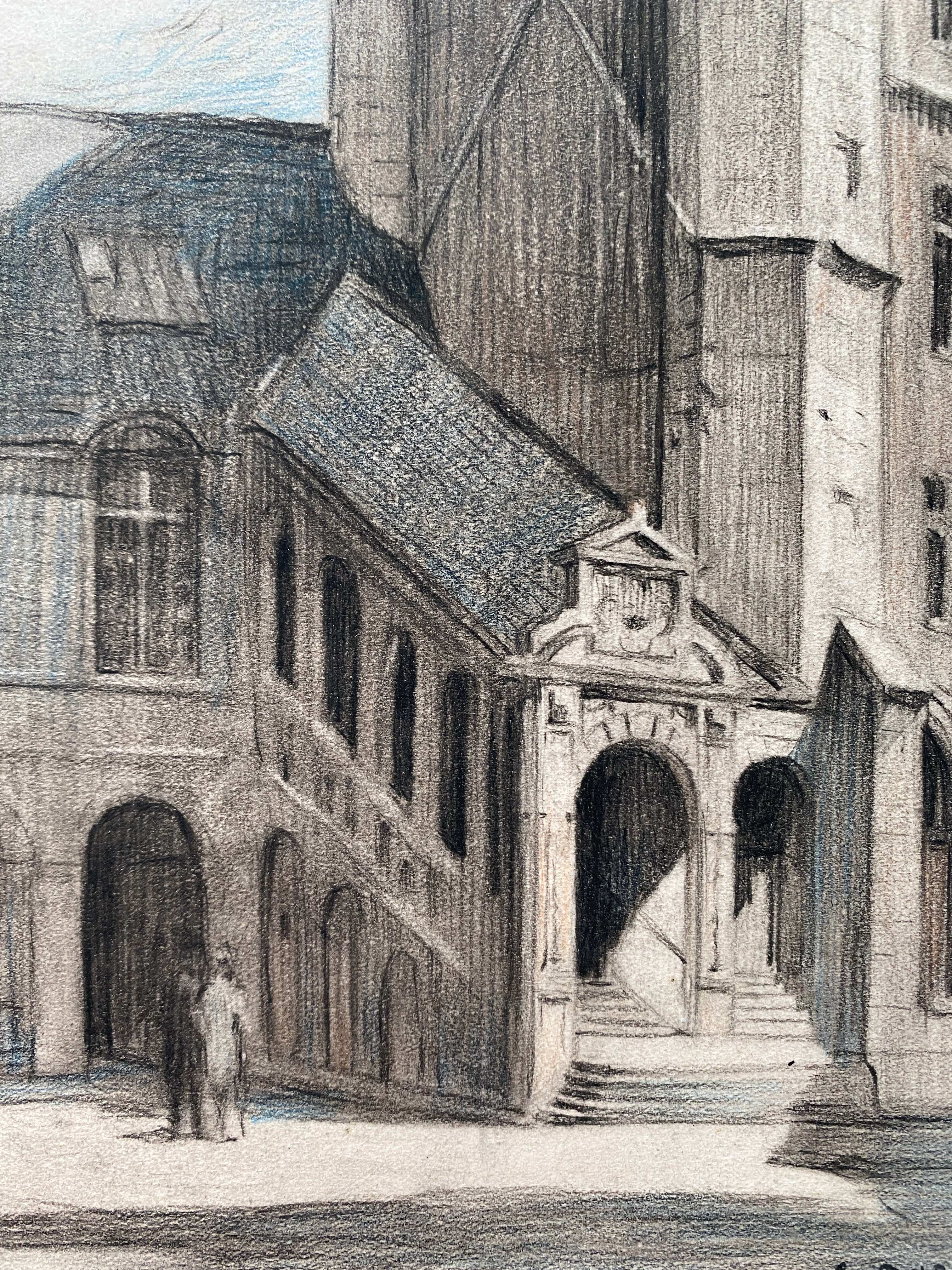 Painting Georges Joseph DUPIRE (1873-?) Palace of the Dukes Dijon Tour of Bare