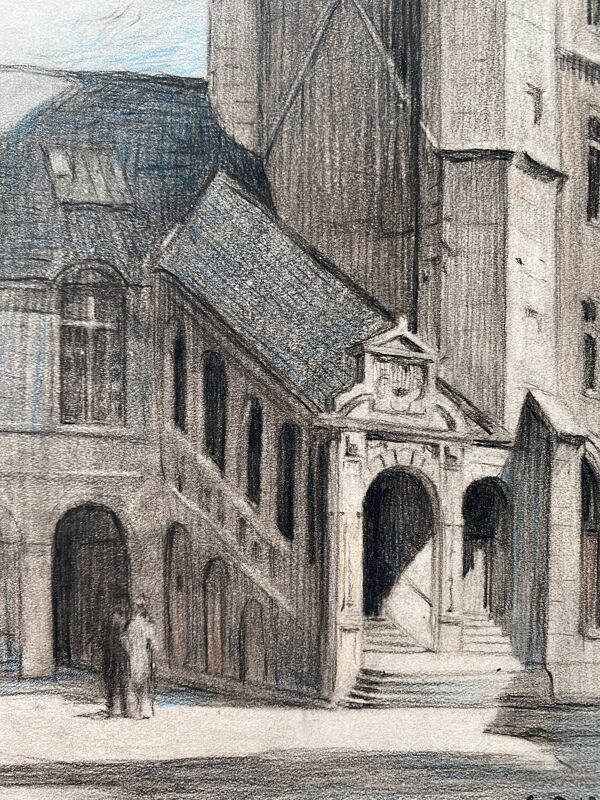 Tableau Georges Joseph Dupire (1873-?) Palais des Ducs Dijon Tour de Bare