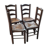 4 rustic chairs seated mulched