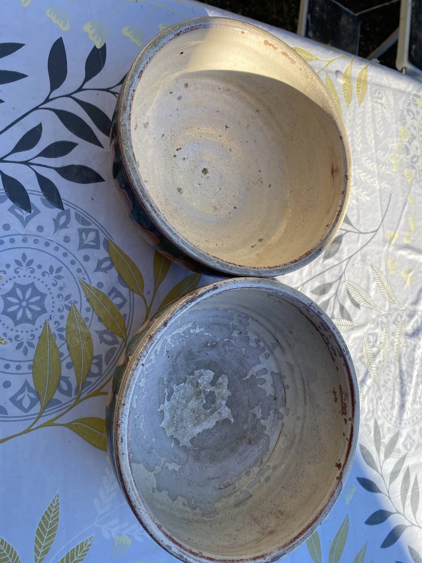 Pair of ancient glazed terracotta bowls with drips – Art po