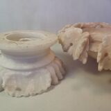 Old alabaster bird drinker centerpiece cup
