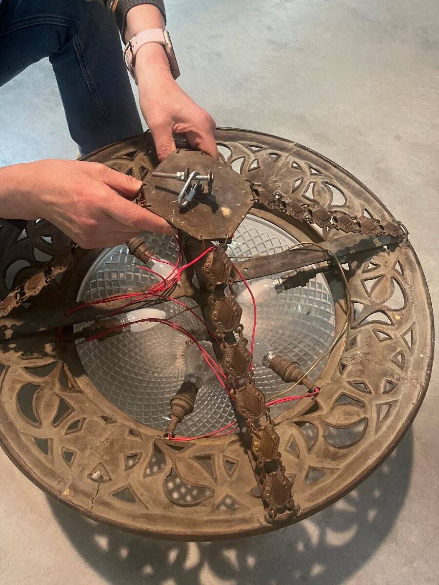 Large bronze ceiling light from the Art Nouveau period