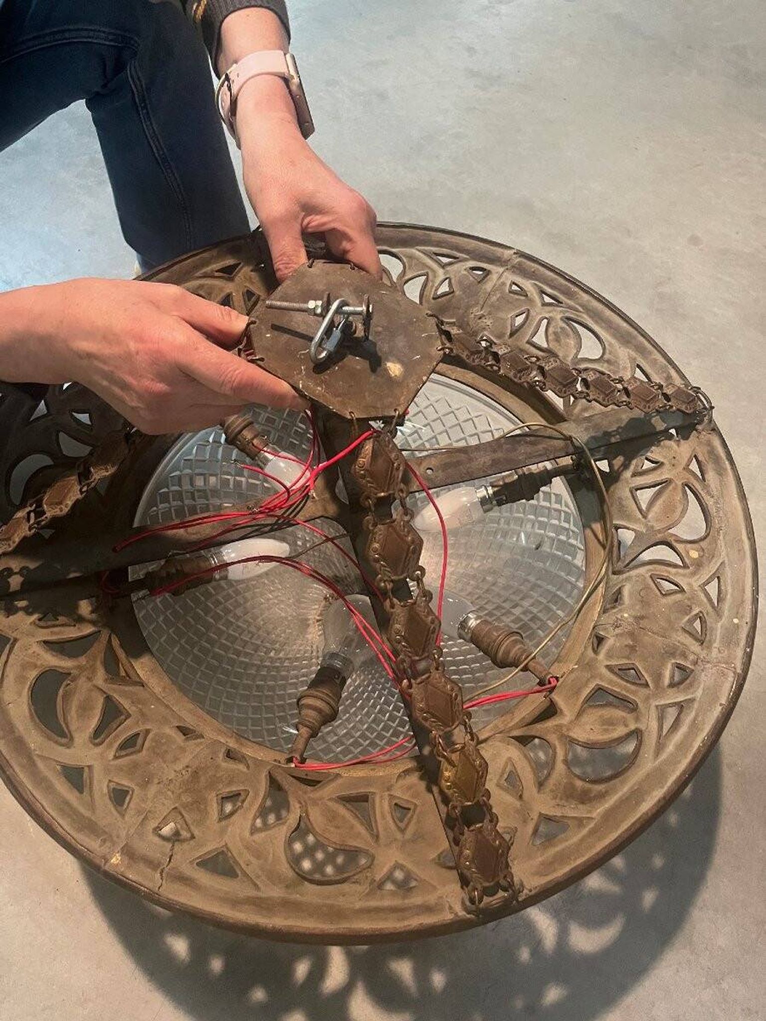 Large bronze ceiling light from the Art Nouveau period