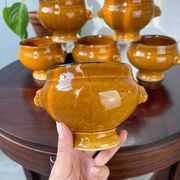 6 onion soup bowls in ochre glazed stoneware by Emile Henry