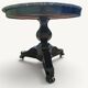 Empire dining table in blackened wood and grey marble, 19th century.