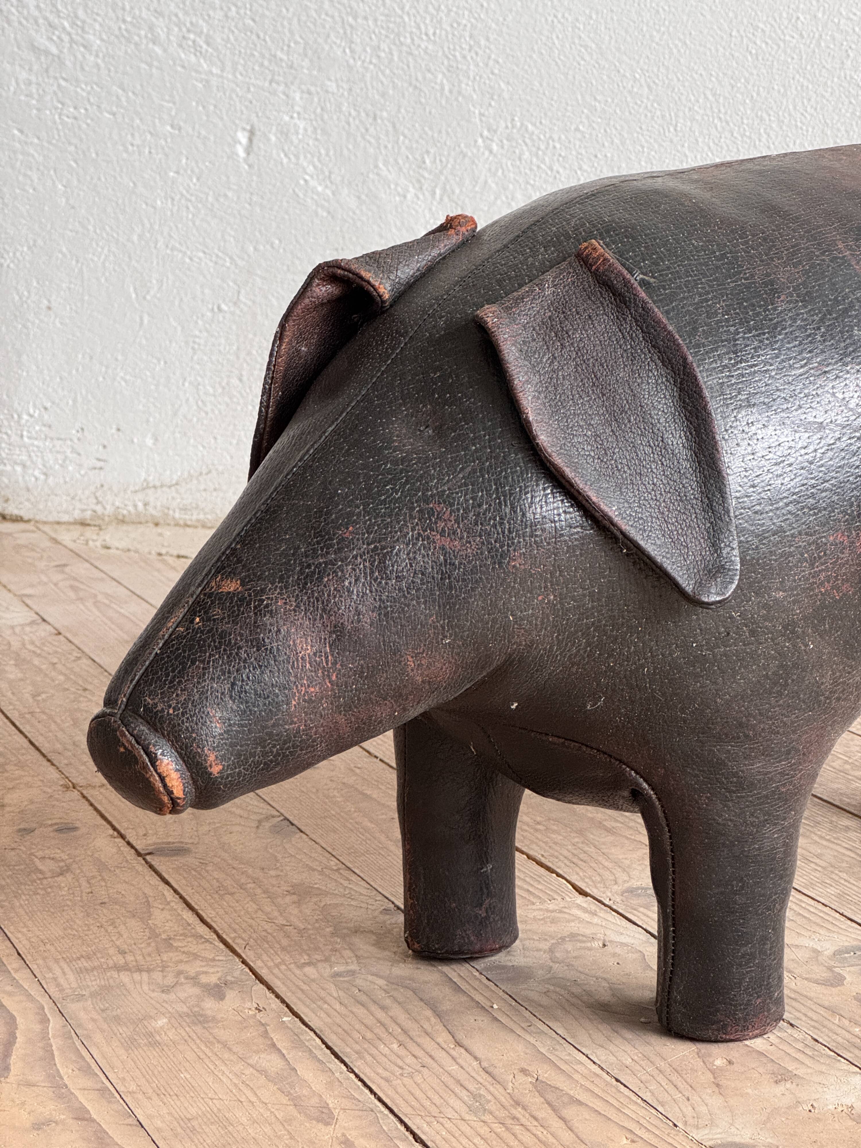 Leather Pig Footstool Ottoman by Dimitri Omersa, UK 1960s