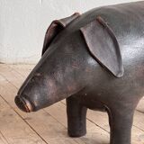 Leather Pig Footstool Ottoman by Dimitri Omersa, UK 1960s