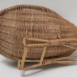 Zoomorphic basket bird, wicker braided vintage