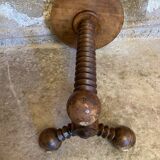 Sellette table appoint brutaliste bois tourné pieds tripodes