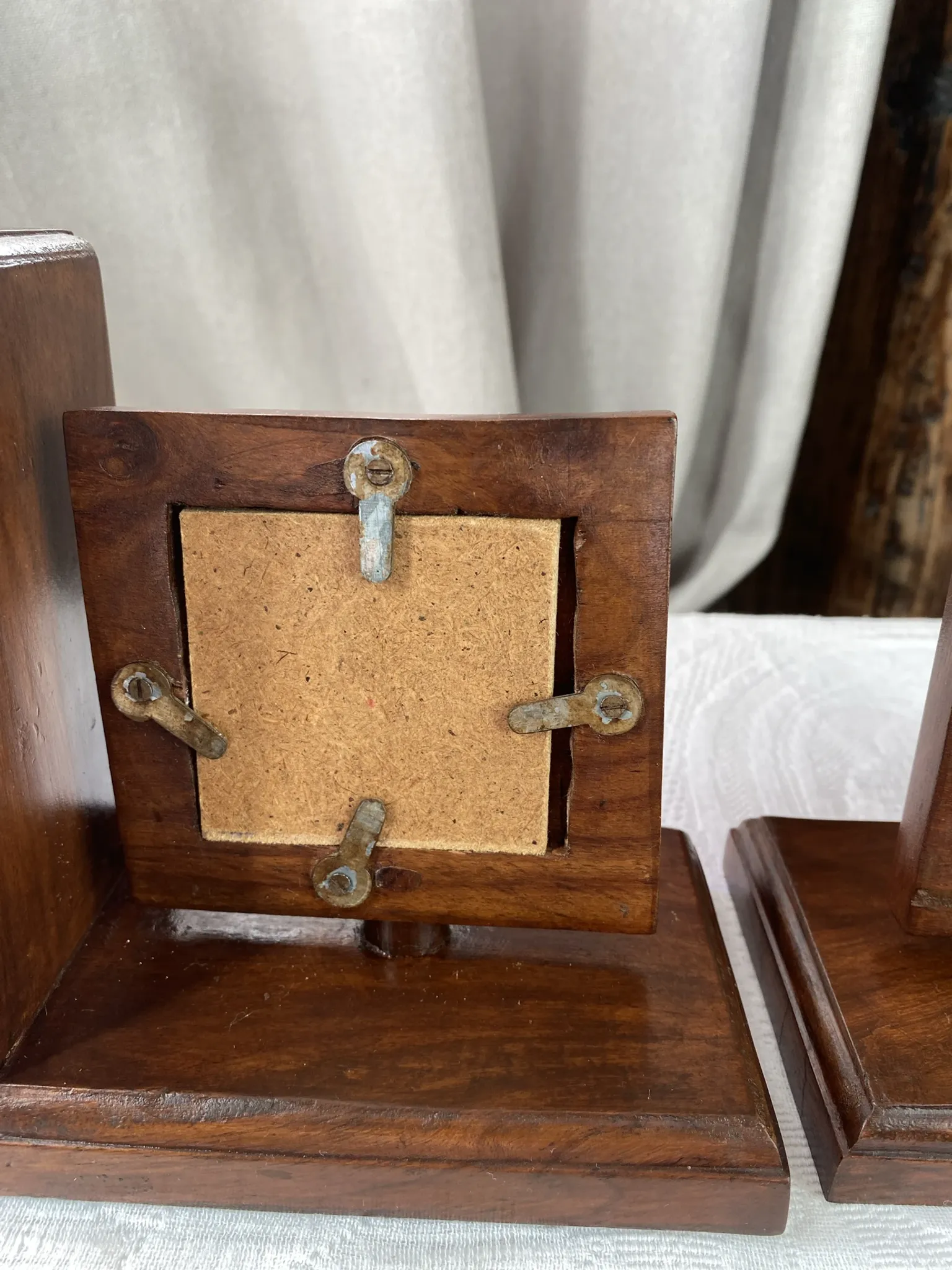 Pair of bookends, solid wood photo frames