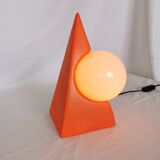 Ceramic pyramid lamp, opaline sphere, postmodern, 1970.