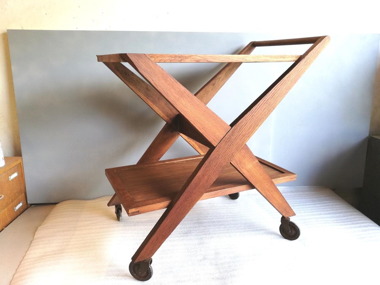 Solid oak serving table 1950s