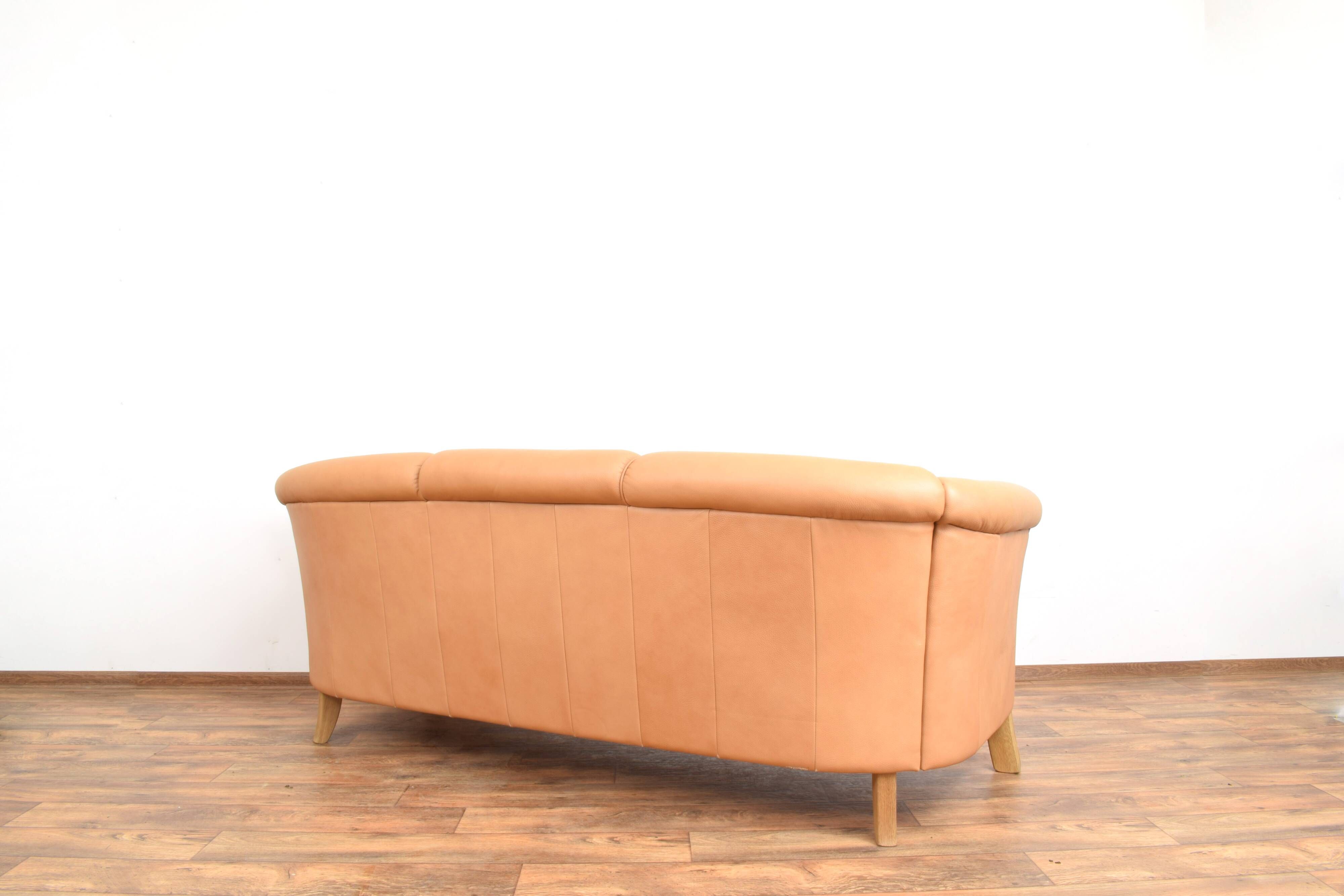 Mid-Century Danish Oak & Leather Sofa, 1970s.
