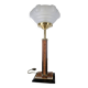 Lampe de table Art Déco pied Monteuse N°25 et verre opalin