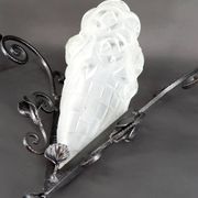 Pair of Wrought Iron Wall Lights by Degué, Art Deco, France, c. 1930