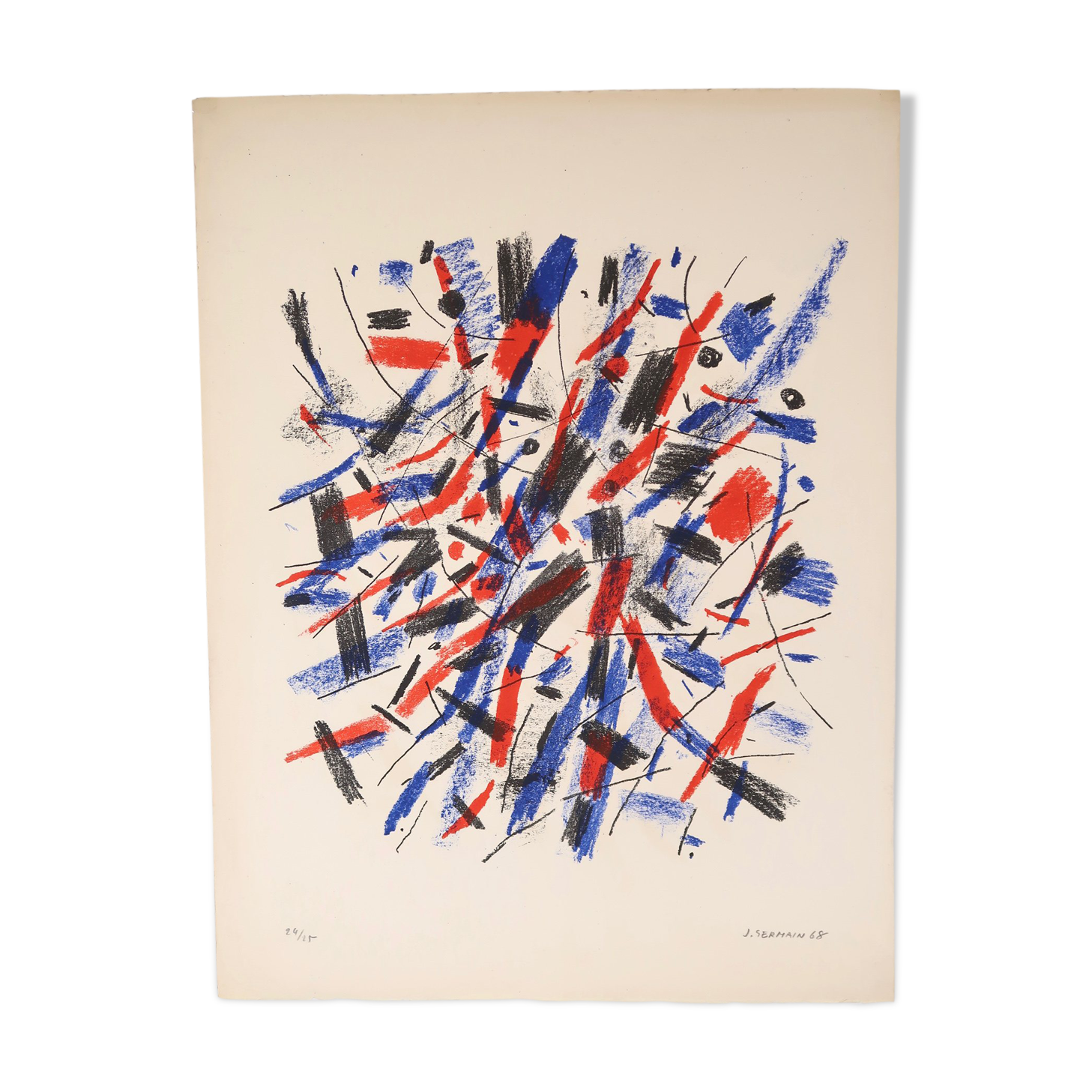 Lithography by Jacques Germain, France 1968