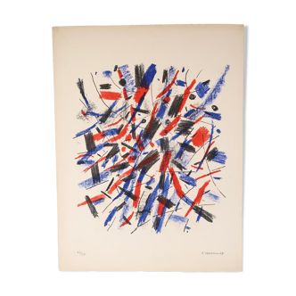 Lithography by Jacques Germain, France 1968