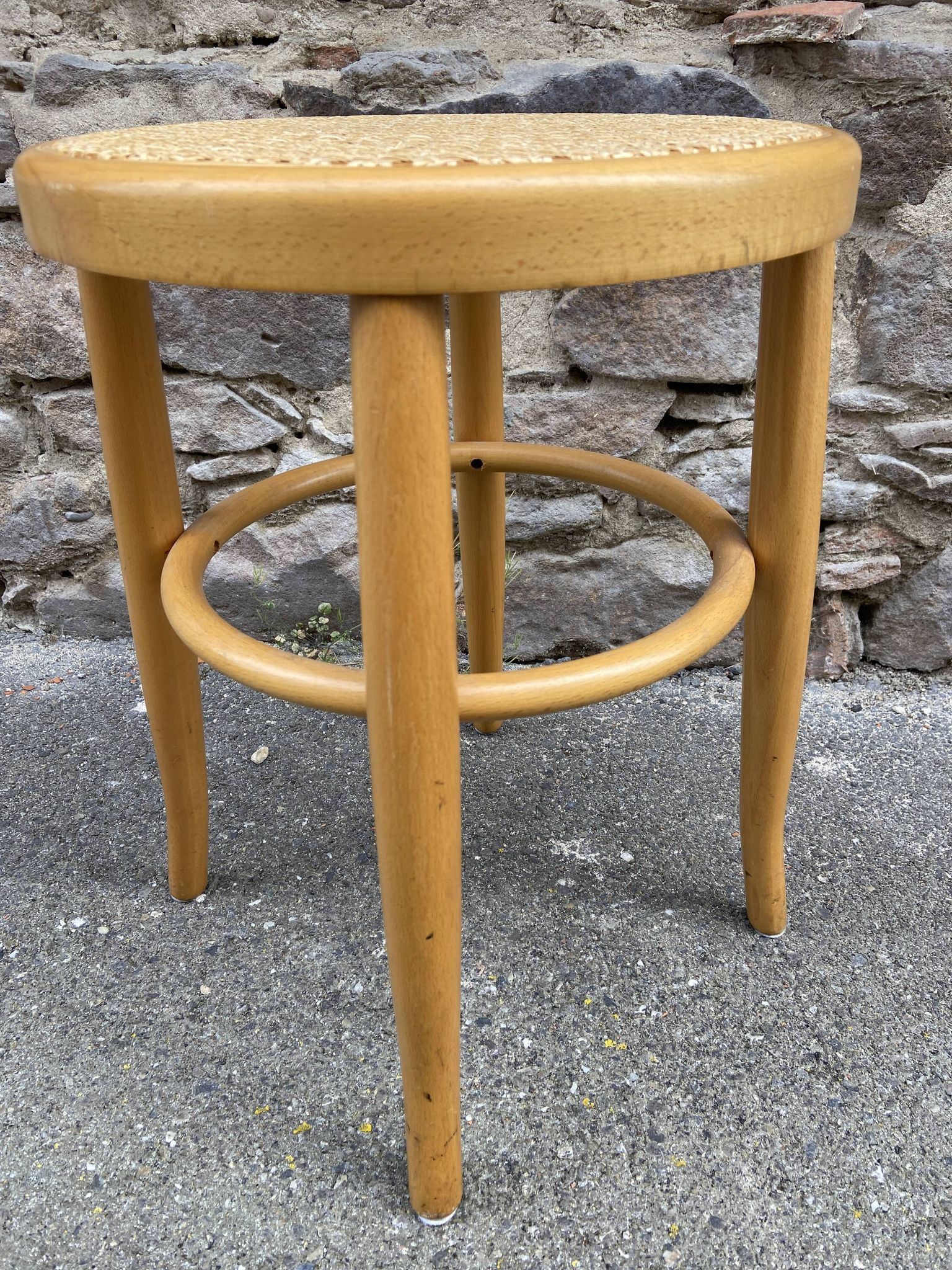 vintage curved wooden stool