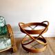 Chariot à dessert en rotin et bambou style Mid Century