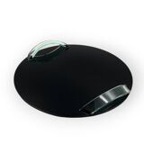Hollywood regency black glass tray, Italy 1970s