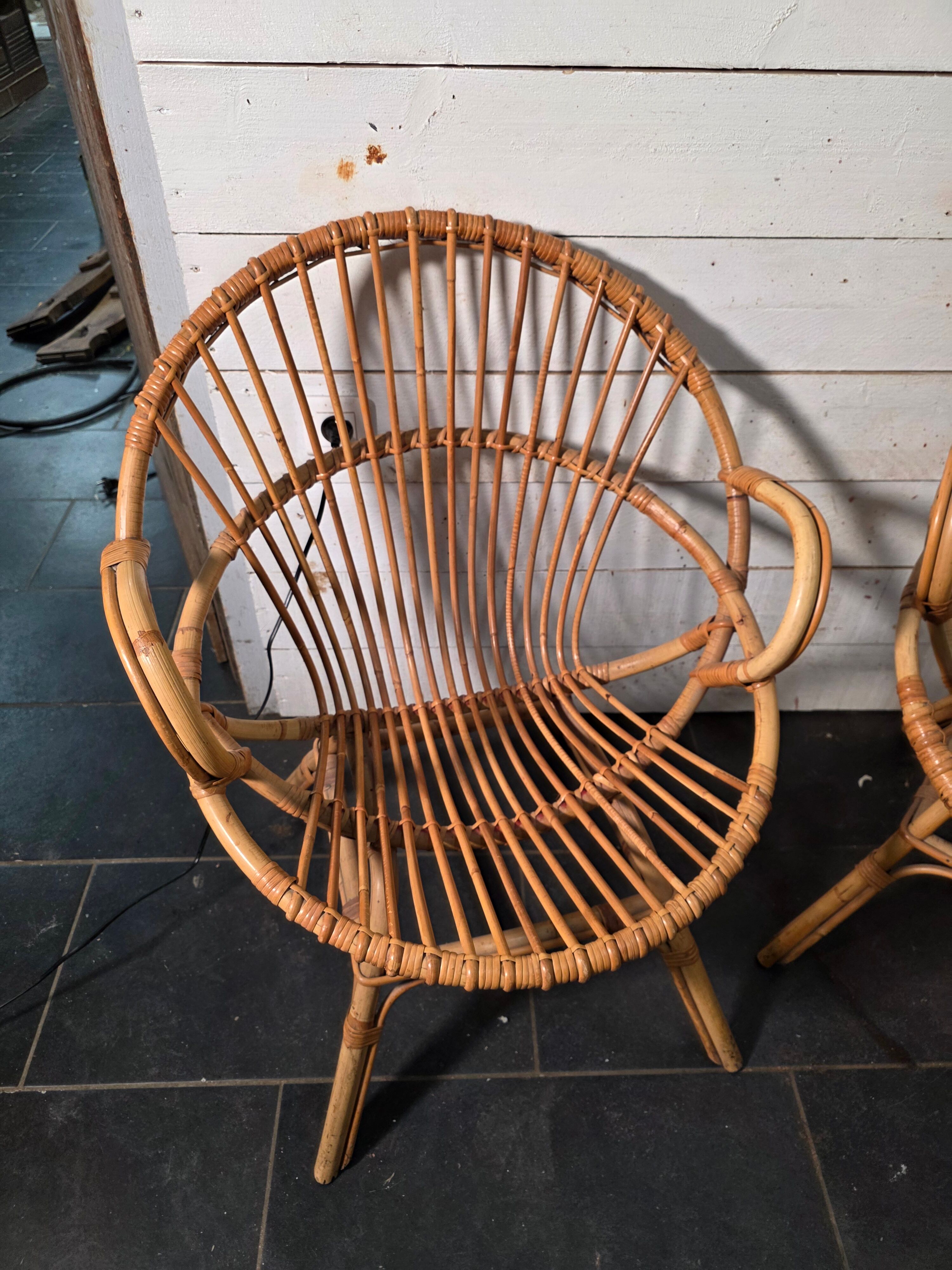 Pair of 1960s rattan armchairs