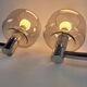 Chrome-plated metal and glass wall lights, 1970