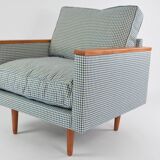 Blue houndstooth square armchairs