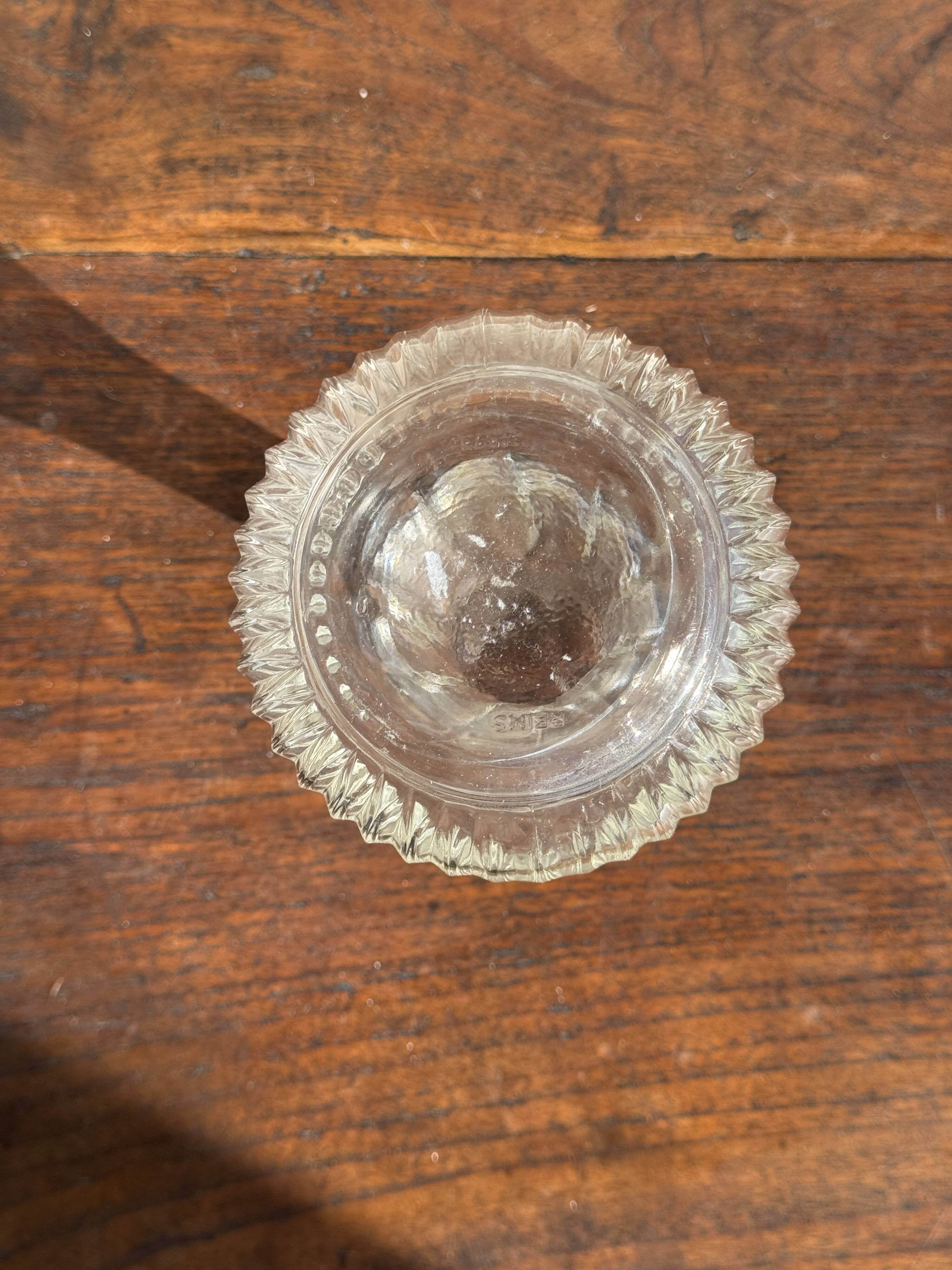 Vintage round-shaped glass carafe with cork stopper H27